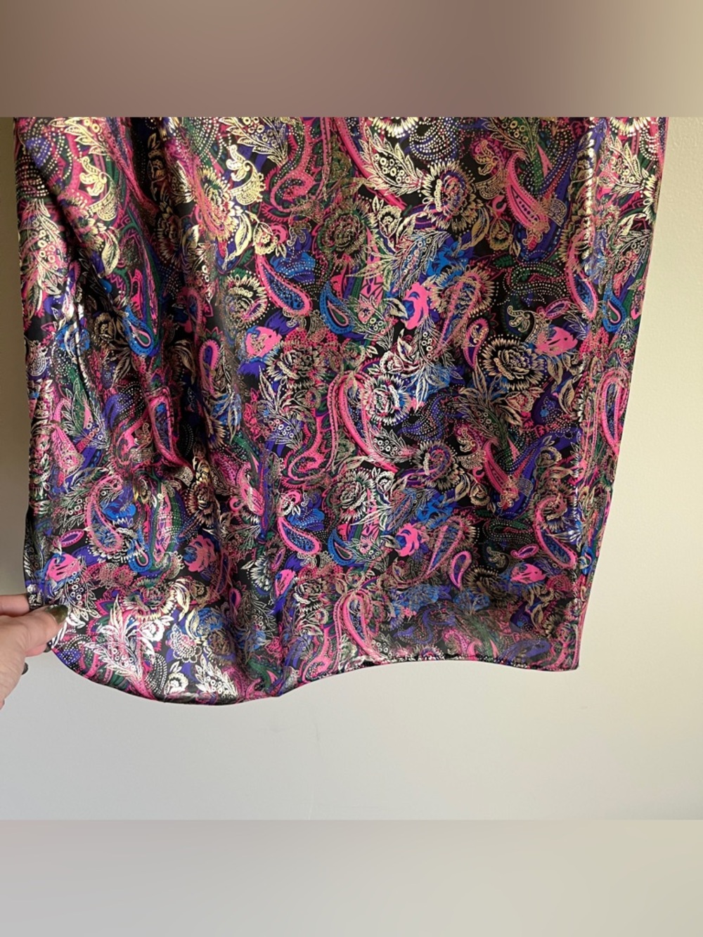 VTG Undercover Wear Chemise Size 1X‎ Metallic Gold Floral Paisley Nightie 80s - Picture 4 of 11